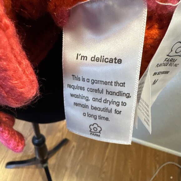 Farm Rio Striped Maxi Cardigan Red Pink Button Ribbed Acrylic Monochrome Medium - Picture 9 of 15